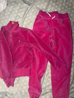 Ralph Lauren Fuchsia Corduroy Half-Zip Sweatshirt & Joggers Set
